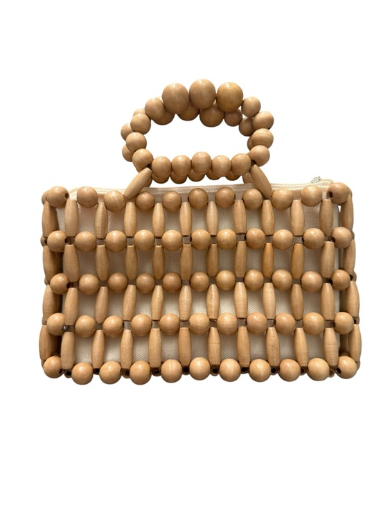 Lily St. Regis Handbags - NWT Beaded Wood Handle Bag in Natural Tan